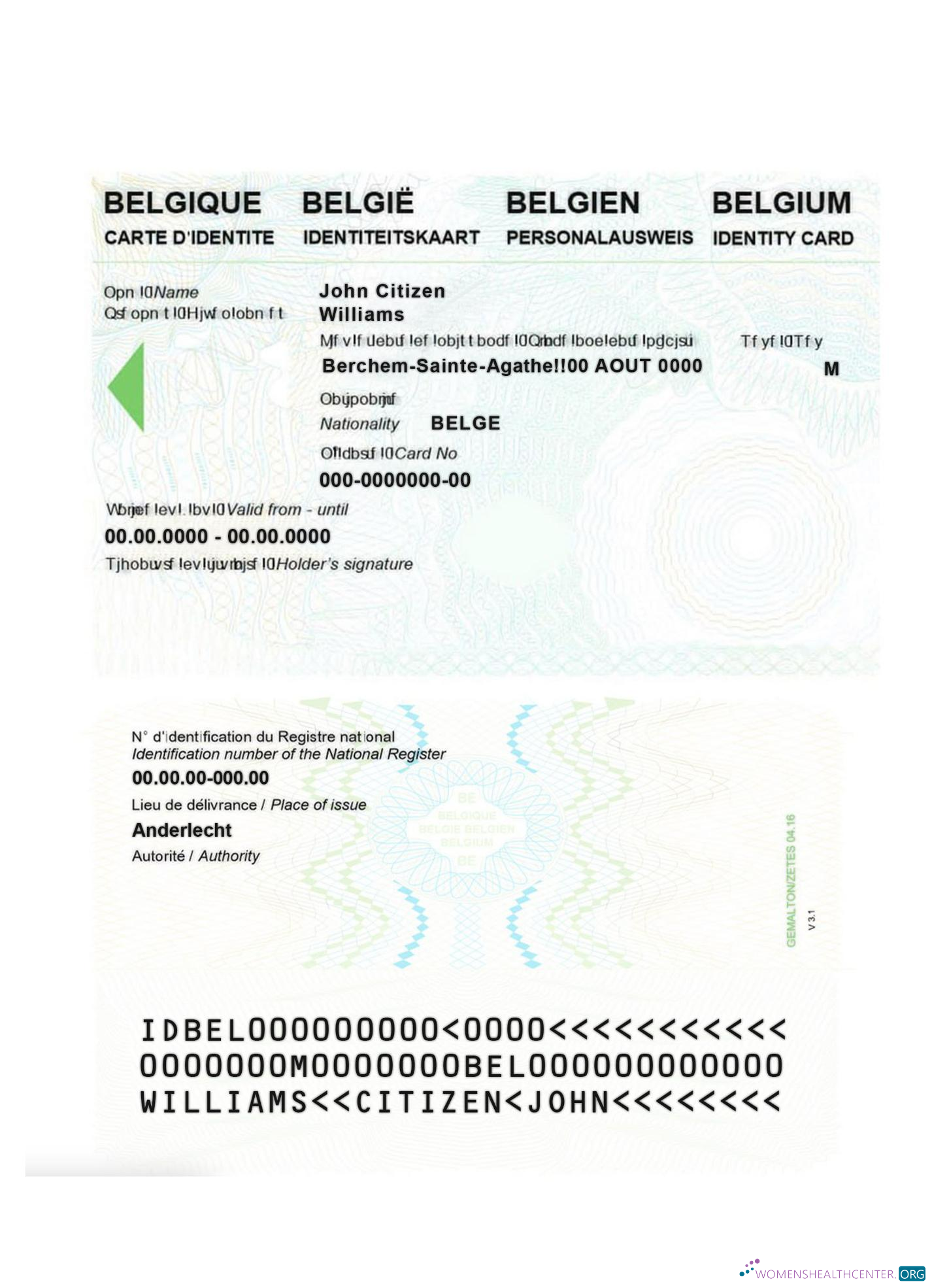 Download Belgium Identity card Photoshop template
